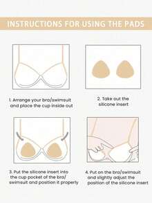 2 Peças Almofadas de Silicone para Maiô Bikini Feminino de Verão, Almofadas Modeladoras de Seios, Copos Invisíveis e Espessados, Levantam Seios Pequenos, Realçam o Decote, Adequado para Maiô Bikini, Roupa de Banho, Praia, Uso em Férias - Multicolorido - Visão 7