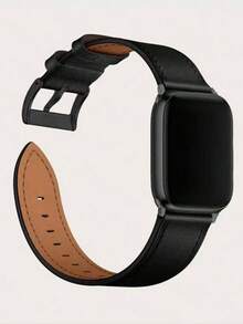 1pc Men's Minimalist Sports Style Watch Band, Compatible With Apple Watch 38mm 40mm 41mm 42mm 44mm 45mm 46mm 49mm, Compatible With Apple Watch Series 11 10 9 8 SE 7 6 5 4 3 2 1 Ultra 3/2/1, Replaceable PU Leather Watch Band, Black Watch Band Accessory - Black - View 5