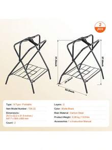 Folding Saddle Rack 28 X 19 X 37. 5 In Freestanding Horse Saddle Stand Portable Horse Blanket Holder Heavy Duty Steel Saddle Rack For English And Western Saddles Tack Storage Black - 28 X 19 X 37.5 In - View 4