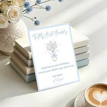 Personalized Custom Greeting & Thank You Cards With Custom Text & Inner Pages, Pastel Watercolor Aesthetic All-Occasion Cards For Birthday Wedding Mother's Day Valentine Cute Cake Floral Cherry Bow Gingham Stationery All Ages Family Friends - Customized Birthday Cards - View 4