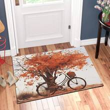 1pc, Bicycle Maple Leaf Pattern Printed Diatomaceous Earth Kitchen Mat, Absorbent Kitchen Floor Mat, Kitchen Rug, Sink Front Mat, Suitable For Kitchen, Bathroom, Entryway, Hallway, Laundry Room And Home Decor - Multicolor - View 3