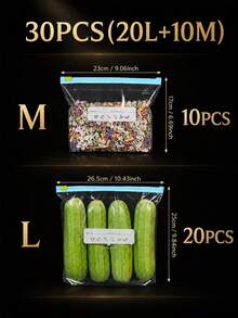120/60/50/30/10pcs Zipper Reusable Sealing Bags, Food Storage Bags, Vegetable And Meat Packaging Bags, Refrigerator Odor-Proof Storage Bags, Food Moisture-Proof And Pest-Proof Sealing Bags, Packaging Bags, Kitchen Accessories, Gifts - Multicolor - View 11