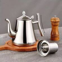 1pc Stainless Steel Teapot With Filter, Insulated Coffee Pot, Water Kettle, Coffee Pot, Boiling Water Teapot, Suitable For Home, Hotel, Cafe, Restaurant - Pot - View 4