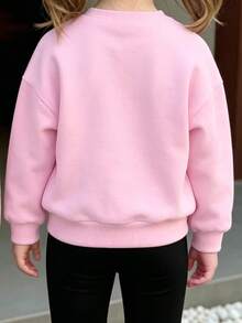 Baby Girl Cartoon Print Round Neck Long Sleeve Top And Leggings - Pink - View 3