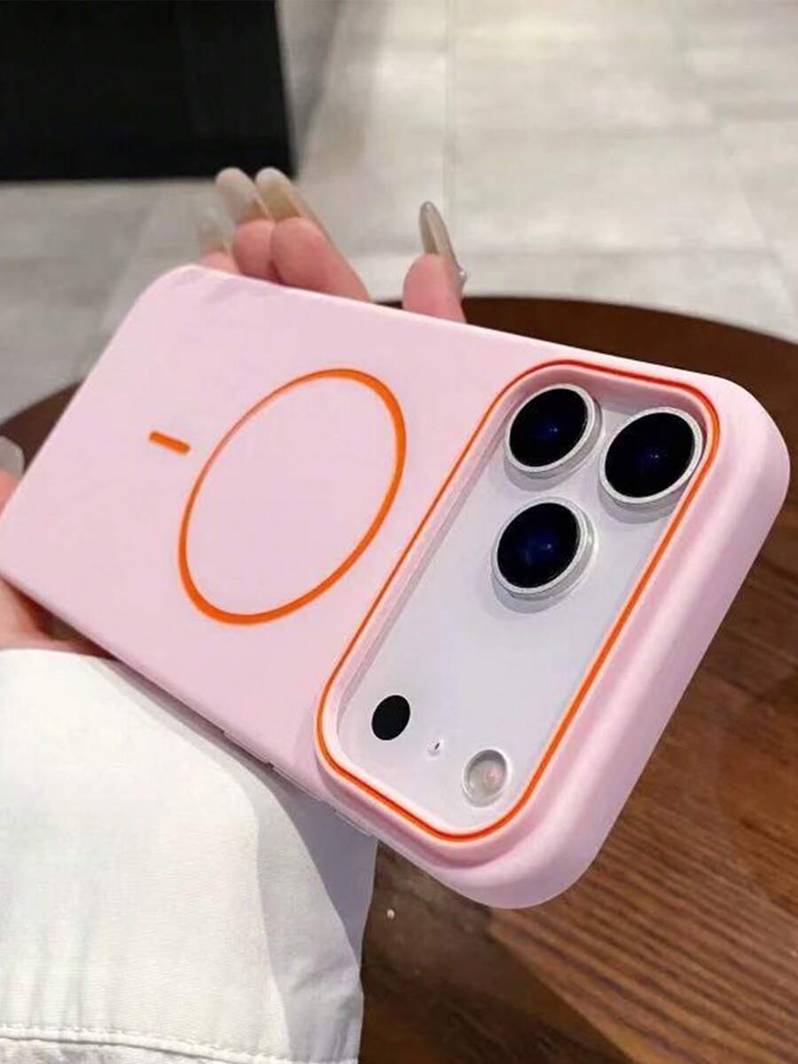 1件極簡霧面親膚無線充電磁吸手機殼,適用於 iPhone 17 Air 16 15 14 13 12 Pro Max Plus,軟矽膠背蓋 - 粉色 - 查看 1