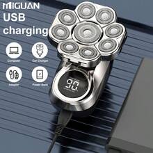 MIGUAN Electric Head Hair Shaver For Hair Cutting, Ultimate Men's Cordless Rechargeable Skull & Bald Head Razor With Rotary Blades, Clippers, Nose Trimmer, Brush, Massager, Nine Blade Electric Shaver - Silver - View 5