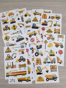 12sheets Cartoon Fake Tattoo, Engineering Vehicle Series Pattern Tattoo Stickers, For Men And Women Waterproof Temporary Tattoos - Multicolor - View 7