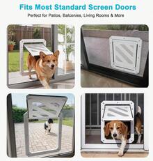 Dog Door For Screen Door, Enhanced Quiet Flap &Amp; Sealing Brush, 10.2u201dx14.3u201d Opening, Lockable Doggy Screen Door, Magnetic Self-Closing Pet Door-Medium To Large Dogs Up To 60 Lbs (White) - ColorB - View 3