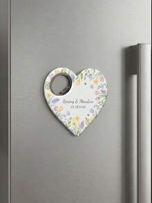 1pc Customized Heart-Shaped Magnetic Bottle Opener Fridge Magnet - Wedding Guest Souvenir, Engagement Party Commemorative Gift, Anniversary Gift, Wedding Room Fridge Decoration. - Multicolor - View 16
