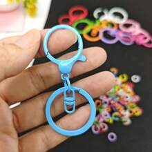 110pcs Colorful Keychain Accessories Set, Includes 10pcs Lobster Clasp Key Rings And 100pcs Open Jump Rings, Keychain Making Accessories For DIY Crafts, Keychains And Bag Decoration, Random Mixed Colors - Multicolor - View 1