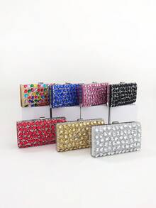 LJDCRFT Luxury Sparkling Diamond-Embedded Hardcase Handbag, Women's Formal Evening Bag For Weddings, Parties, Celebrations, And Cocktail Events - Silver - View 10