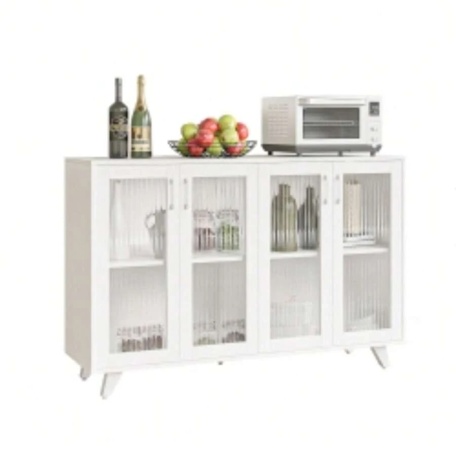 Kitchen Buffet Server Table Accent Sideboard Cupboard Server Buffet Console Table With Doors Cabinet 49inch, Black White - SDBD02BKBG020002 - View 1