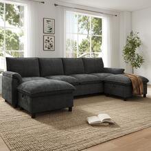 Black Cloud Modular Sofa - 2 Seat Set With Mobile Arms - 黑色四座 - 查看 8