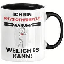 24-Stunden-Versand aus Deutschland. Physiotherapeuten-Geschenktasse mit lustigem Spruch: "Ich bin Physiotherapeut, weil ich kann." Geschenkidee, beste Geburtstagskaffeetasse für Physiotherapeuten. - 1 x 11oz Doppelseitiger Druck - Übersicht 1