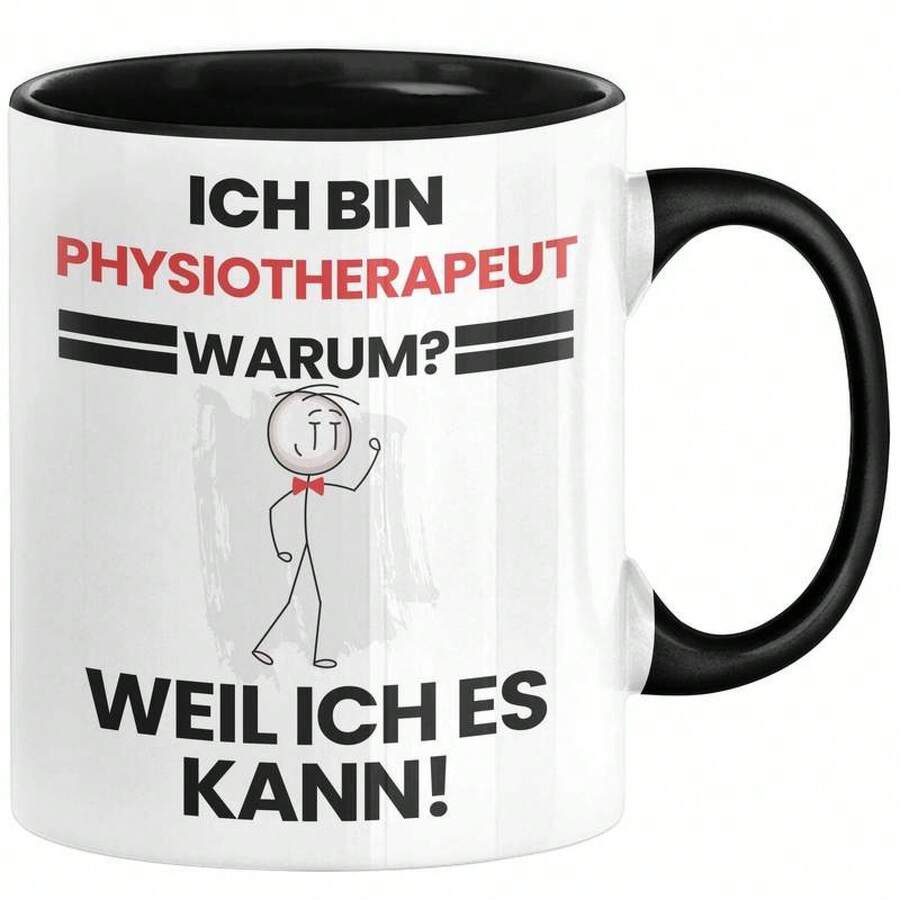 24-Stunden-Versand aus Deutschland. Physiotherapeuten-Geschenktasse mit lustigem Spruch: "Ich bin Physiotherapeut, weil ich kann." Geschenkidee, beste Geburtstagskaffeetasse für Physiotherapeuten. - 1 x 11oz Doppelseitiger Druck - Übersicht 1