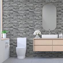 1 Roll Of Retro Brick Pattern Peel And Stick Wallpaper, Self-Adhesive Removable Wall, Kitchen Cabinets, Table Decor, Waterproof, Easy To Install, Suitable For Living Room, Bedroom, Bathroom Decor, Furniture Renovation, Rental Friendly, Home Decor - B-Grey - View 14