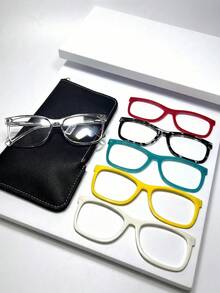 1 Set Gafas de Lente Liso 5-En-1 Dopamina Multicolor Patrón Geométrico Bloque de Color Patchwork Casual Bohemio Vintage Fiesta Calle Lindo Elegante PC (Policarbonato) Todo Estilo Nuevo Decorativo Marco de Moda Marco de Inserción TR Gafas Marco de Lente Magnético Multicolor Intercambiable de Moda Marco de Lente Liso Decorativo Marco de Gafas Sensación Premium Conveniente Estilo de Color Reemplazo (1 Marco + 5 Lentes Magnéticos) Gafas Clip-On para Mujer - Multicolor - Ver 12