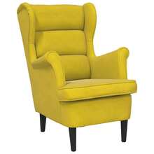 vidaXL Velvet Armchair, Mustard Yellow, 74x84x100 Cm, Seat Height 42 Cm, Weight Capacity Up To 110 Kg, Living Room Upholstered Armchair With Armrests - Yellow - View 2