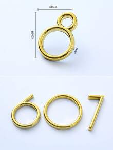 1pc Spherical Mirror Gold 3D ABS Number Door Sign, Self-Adhesive No-Drill Lightweight Waterproof High Visibility Rounded Modern Font Hotel Apartment Number Plate Indicator - House Number - View 2