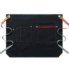 Fashionable New 1pc Half-Body Tie Apron Black Camel Multi-Color Unisex Server Waiter Half-Body Apron With Two Large Pockets Barber Waiter Server Coffee Shop Convenience Store Street Stall Dirt-Resistant Apron - Multicolor - View 10
