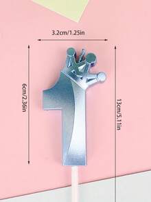1 件创意彩色皇冠数字生日蜡烛，生日派对装饰 - 藍色 - 查看 4
