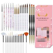 Set Kuas Nail Art Profesional 31 Buah - Pena Gel 3D, Kuas Akrilik, Alat Kuku Berkualitas Salon untuk Penggunaan di Rumah dan Salon - Berwarna merah muda - View 10