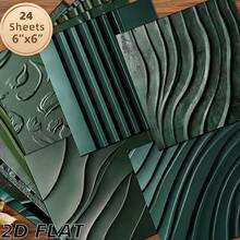 2D FLAT 24 Sheets 6*6 Inch Green Embossed Texture Scrapbook Paper 2D Flat Premium Printed Leather Embossed Effect Decorative Paper | Dark Green Luxury Texture Handmade Projects / Scrapbooking / Greeting Cards / Gift Wrapping Material - Square - View 7