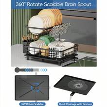 Multifunctional Kitchen Dish Drying Rack, Used For Draining, Organizing And Storing Bowls, Chopsticks, Cups, Plates, Knives, Forks And Other Tableware, Suitable For Home Kitchen Countertop Storage Shelf - Multicolor - View 3