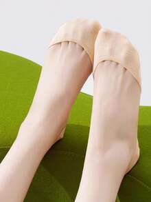 chuanwa（2） 1/5/10 Pairs Solid Color Women's Invisible Socks, Silicone Non-Slip, Breathable Thin Low-Cut Boat Socks - Multicolor - View 5