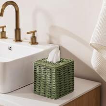 Sage Green Tissue Box Cover, Paper Rope Hand Woven Square Tissue Box Holder For Home Decor, Bathroom Countertop, Office, Bedside Table - ColorD - View 7