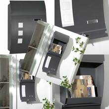HOMCOM Wall Mounted Letter Box, Weatherproof Post Box For Outside Wall, Modern Mailbox With 2 Keys And Nameplate, Anthracite Grey - T0001-01-6122 - View 2