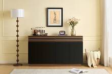 Modern Sideboard 150 X 40 X 85 Cm In Brown Wood Effect Black Doors - Lots Of Storage Space - 黑色和棕色 - 查看 11