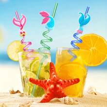 WJLLMYBAKING 8/10 ống hút tái sử dụng bằng nhựa PET hình đuôi nàng tiên cá hoạt hình, ống hút trang trí tiệc chủ đề đại dương nàng tiên cá, phù hợp làm đồ trang trí tiệc nàng tiên cá và quà tặng nhỏ - Nhiều màu - Xem 10