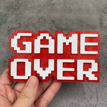 Retro Pixel "GAME OVER" Desktop Decor Sign, Suitable Gift For Gamers, 8-Bit Gaming Room Desktop Decoration, Size 4.7 X 2.7 Inches, No Power Required - GAME OVER - View 8
