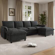 Black Cloud Modular Sofa - 2 Seat Set With Mobile Arms - 黑色四座 - 查看 3