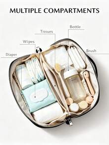 1 Stück PU-Leder Wickeltasche, Wickelaufbewahrungstasche für Mama und Papa, flache offene Make-up-Tasche, Kosmetiktasche für Jungen und Mädchen, Schulanfang, Baby-Essential - Verschiedenfarbig - Übersicht 7