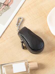 Unisex Key Pouch Coin Organizer Car Key Holder - Black - View 2