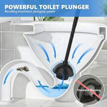 Toilet Plunger With Holder, Plungers For Bathroom Heavy Duty For 5.3-Inch Toilet Drain, Toilet Plunger And Holder Combo For Bathroom Cleaning (Style 1) - ColorA - View 2