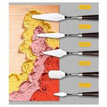 5-Piece Stainless Steel Palette Knife Set, Professional Painting Knives For Oil, Acrylic & Gouache, Artist Paint Spatulas For Mixing, Spreading & Texturing - View 4