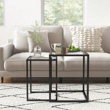 HOMCOM Nesting Tables Set Of 2, Side End Table With Tempered Glass Top And Steel Frame For Living Room, Bedroom, Black - T0001-01-8182 - View 11