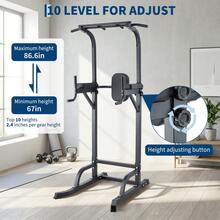 Ataucjin Power Tower Pull Up Bar Dip Station, Adjustable Height Home Gym Equipment, Heavy Duty Strength Trainer With 880 Lbs Capacity, Multi-Function Workout For Full Body Exercise, Stable Fitness Equipment - Black - View 3