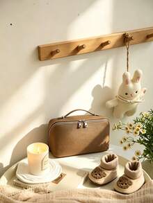 1 Stück PU-Leder Wickeltasche, Wickelaufbewahrungstasche für Mama und Papa, flache offene Make-up-Tasche, Kosmetiktasche für Jungen und Mädchen, Schulanfang, Baby-Essential - Verschiedenfarbig - Übersicht 6