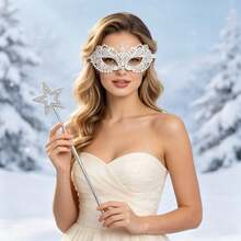 Lace Mask Holiday Masquerade Party Mask Sexy Lace Mask Halloween Hollow Out Erotic Eye Mask Face Mask Costume Ball Performance Mask - Silver - View 3