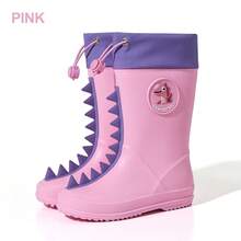 GentleChild Kids Dinosaur Rain Boots Black Red Drawstring Waterproof Non Slip Shoes For Boys Girls School Garden Puddle Outdoor - Pink - View 14