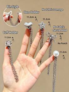 2pcs/1 Pair Adjustable Waist Clips And Cuff Clips, Detachable Pant Leg Clips Suitable For Pants And T-Shirts, Equipped With Chain Clips, No Sewing Required To Shorten Pant Leg Length, Durable And Sturdy, Multi-Functional Clips, Can Be Used To Tighten T-Shirt Hem, Collar And Pant Leg Parts, Suitable As Fashion Accessories For Women - Multicolor - View 4