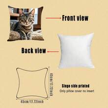 2 Stücke realistische Tiger-Tabby-Katzen-Kissenbezüge, hochauflösender Haustier-Katzen-Porträt-Muster, einseitiger 2D-Flachdruck, 45*45cm (18*18in), weiche und bequeme Polyester-Kissenbezüge, Reißverschluss, maschinenwaschbar, geeignet für Wohnzimmer, Schlafzimmer, Heimdekoration (nur Kissenbezüge, Innenkissen nicht enthalten) - Verschiedenfarbig - Übersicht 2