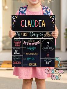 1pc Personalized Name Black First Day Of Back To School Photo Prop Sign, Custom Back To School Photo Prop Keepsake Souvenir Gift For School - Multicolor - View 1