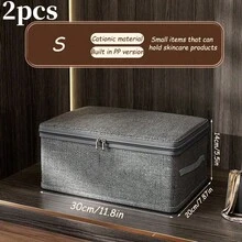 5 Sizes Linen Storage Boxes With Lid, Zipper And Soft Handle, Foldable Organizer Bins For Clothes, Bedding, Blankets, Bedroom Closet Storage - Multicolor - View 16