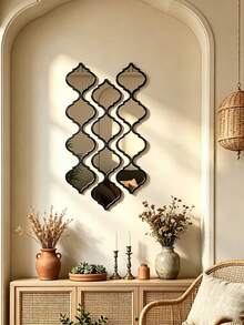 4PCS Combination Extra Long Wall Mirrors Sticker - Skinny 12.5*70CM / 4.9x27.6 Inch Handmade Tear Drop Design With Gold Foil Finish, Wrought Iron Frames For Narrow Spaces, Tear Drop Mirror Wall Decor - Multicolor - View 7