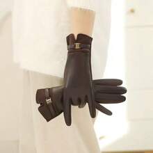 1 Pair Elegant Solid Color Casual Women's Gloves, Mature And Sophisticated, Suitable For Outdoor Sports And Leisure, Autumn/Winter - Brown - View 1